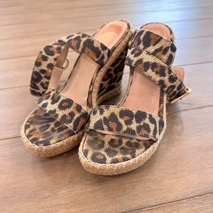 Stuart Weitzman Women's Leopard Wedge Platform Espadrille Sandals EUR 38 US 7.5